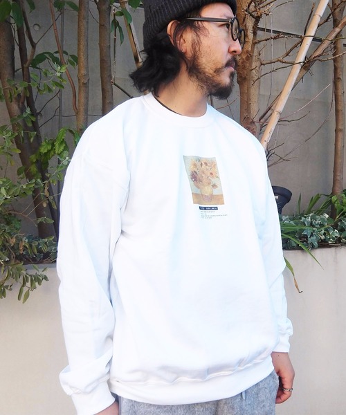 THE MORNING AFTER（ザ モーニング アフター）の「[ ART ] VINCENT WILLEM VAN GOGH　SUNFLOWERS SWEAT（スウェット・メンズ・ホワイト/ブラック・MEDIUM/LARGE）」の2枚目の写真