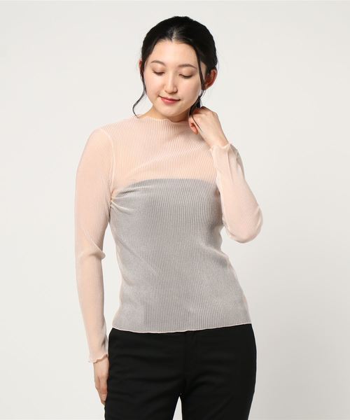 one after another NICE CLAUP（ワンアフターアナザーナイスクラップ）の「プリーツ透けトップス（Tシャツ/カットソー・レディース・グレー/アイボリー/ベージュ・FREE）」の8枚目の写真