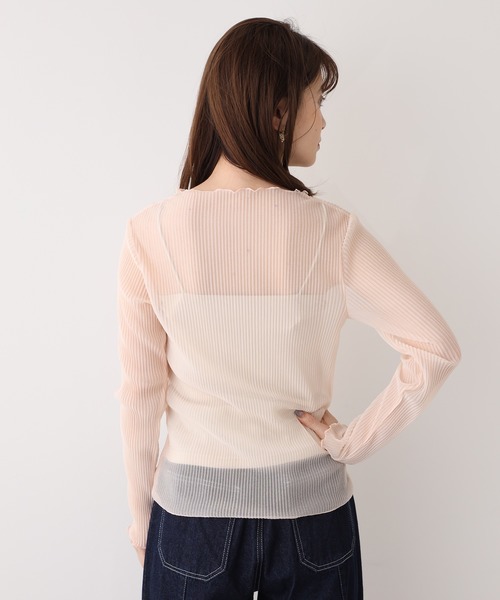one after another NICE CLAUP（ワンアフターアナザーナイスクラップ）の「プリーツ透けトップス（Tシャツ/カットソー・レディース・グレー/アイボリー/ベージュ・FREE）」の7枚目の写真