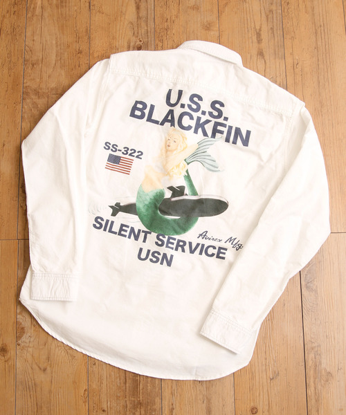 And A（アンドエー）の「AVIREX アヴィレックス TB L/S PINUP CHAMBRAY SH  ピンナップガール シャツ 長袖シャツ 6105096（シャツ/ブラウス・メンズ・ホワイト/インディゴブルー・LARGE/X-LARGE/XX-LARGE/MEDIUM）」の22枚目の写真