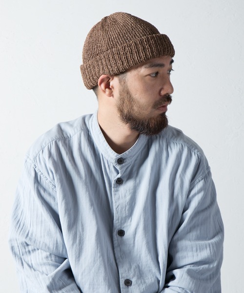 RACAL（ラカル）の「Summer Paper Knit Roll Watch / サマー和紙ニットロールワッチ（ニットキャップ/ビーニー・メンズ・ブラック/ベージュ/オリーブ系1/ブルー/ネイビー/チャコールグレー/ライトベージュ/ブラウン/ライトグレー/オリーブ系/オレンジ・FREE）」の4枚目の写真