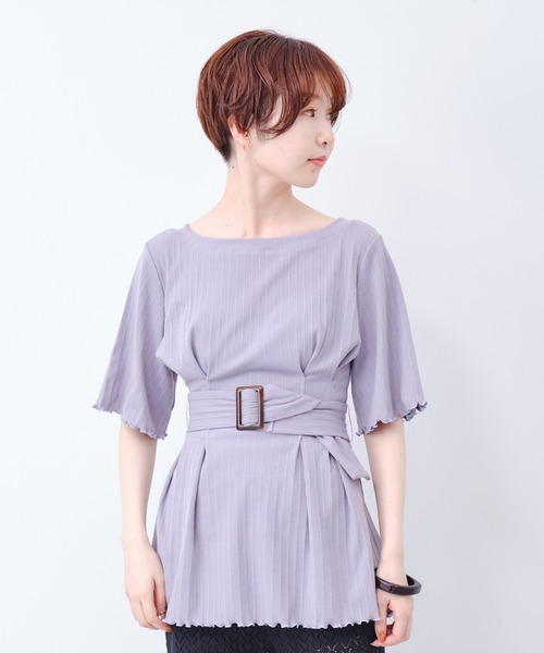 CONSCIOUS DAY（コンシャスデイ）の「ウエストベルト付トップス/CD0047（Tシャツ/カットソー・レディース・ブルー/ブラック/ベージュ/キャメル・ﾌﾘ-）」の4枚目の写真