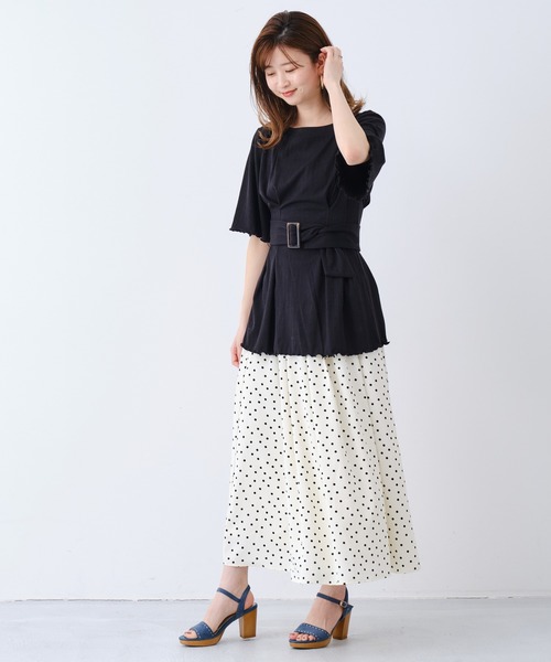 CONSCIOUS DAY（コンシャスデイ）の「ウエストベルト付トップス/CD0047（Tシャツ/カットソー・レディース・ブルー/ブラック/ベージュ/キャメル・ﾌﾘ-）」の13枚目の写真