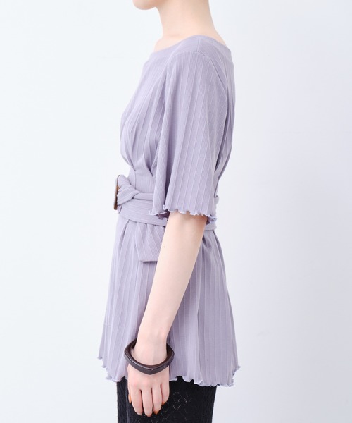 CONSCIOUS DAY（コンシャスデイ）の「ウエストベルト付トップス/CD0047（Tシャツ/カットソー・レディース・ブルー/ブラック/ベージュ/キャメル・ﾌﾘ-）」の12枚目の写真