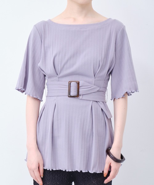 CONSCIOUS DAY（コンシャスデイ）の「ウエストベルト付トップス/CD0047（Tシャツ/カットソー・レディース・ブルー/ブラック/ベージュ/キャメル・ﾌﾘ-）」の10枚目の写真