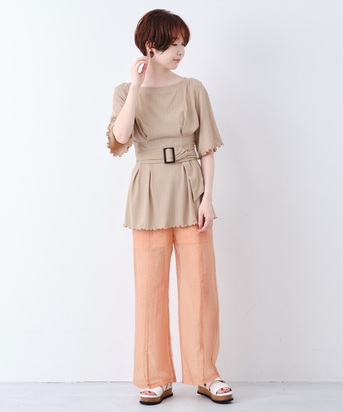 CONSCIOUS DAY（コンシャスデイ）の「ウエストベルト付トップス/CD0047（Tシャツ/カットソー・レディース・ブルー/ブラック/ベージュ/キャメル・ﾌﾘ-）」の8枚目の写真