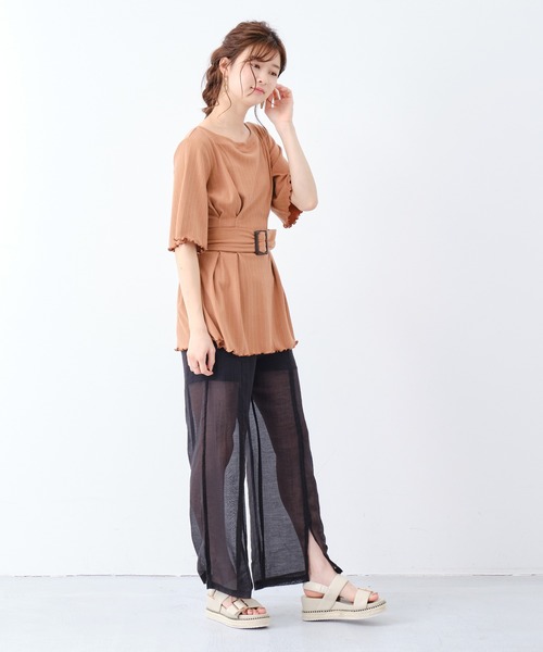 CONSCIOUS DAY（コンシャスデイ）の「ウエストベルト付トップス/CD0047（Tシャツ/カットソー・レディース・ブルー/ブラック/ベージュ/キャメル・ﾌﾘ-）」の22枚目の写真