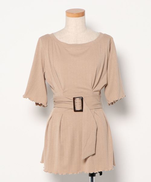 CONSCIOUS DAY（コンシャスデイ）の「ウエストベルト付トップス/CD0047（Tシャツ/カットソー・レディース・ブルー/ブラック/ベージュ/キャメル・ﾌﾘ-）」の20枚目の写真