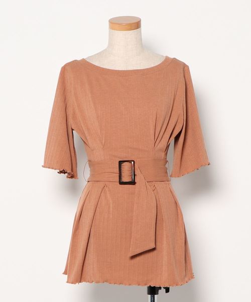 CONSCIOUS DAY（コンシャスデイ）の「ウエストベルト付トップス/CD0047（Tシャツ/カットソー・レディース・ブルー/ブラック/ベージュ/キャメル・ﾌﾘ-）」の18枚目の写真