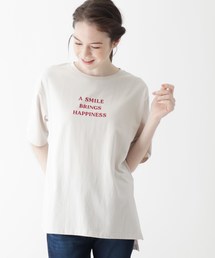 SHOO・LA・RUE | 【M-LL】綿天竺裾スリット五分袖T(Tシャツ/カットソー)