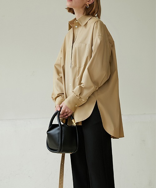 Fano Studios(ファノ ストゥディオズ)の「【Fano Studios】ストレートシルエット 裾スリット タックスラックス FQ20K006(スラックス・レディース・ブラック・S/L/M)」の3枚目の写真