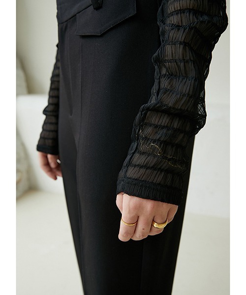 Fano Studios(ファノ ストゥディオズ)の「【Fano Studios】ストレートシルエット 裾スリット タックスラックス FQ20K006(スラックス・レディース・ブラック・S/L/M)」の6枚目の写真