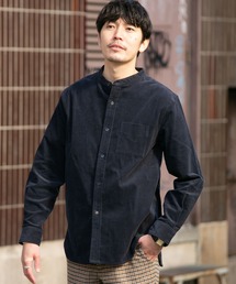 バンドカラーコーデュロイシャツ