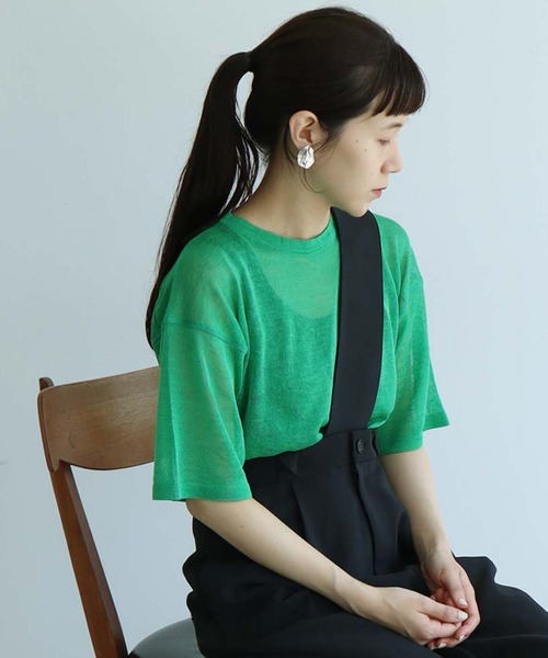 nitca（ニトカ）の「シアーリネンＴニット（ニット/セーター・レディース・ベージュ/ブラック/グリーン・FREE）」の3枚目の写真