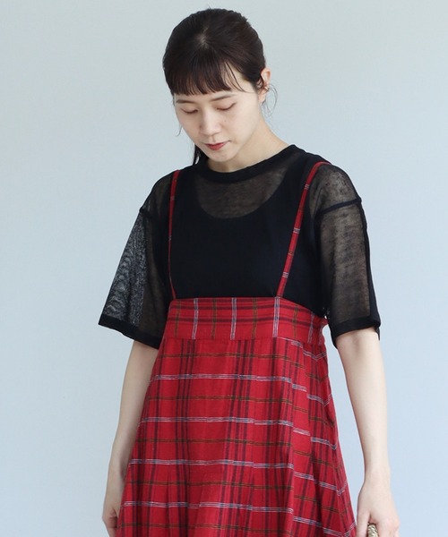 nitca（ニトカ）の「シアーリネンＴニット（ニット/セーター・レディース・ベージュ/ブラック/グリーン・FREE）」の2枚目の写真