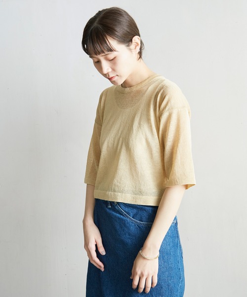 nitca（ニトカ）の「シアーリネンＴニット（ニット/セーター・レディース・ベージュ/ブラック/グリーン・FREE）」の5枚目の写真