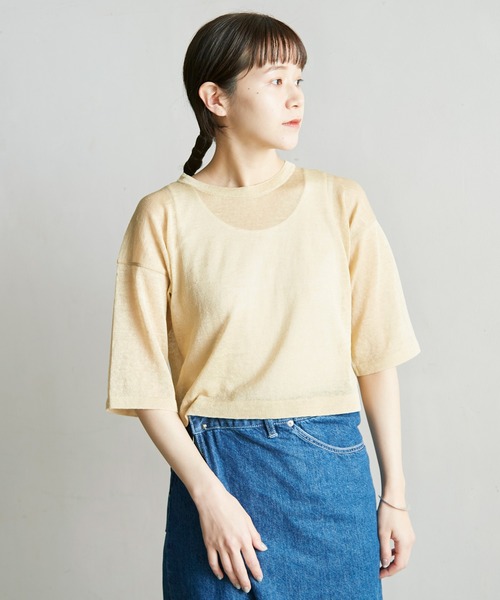 nitca（ニトカ）の「シアーリネンＴニット（ニット/セーター・レディース・ベージュ/ブラック/グリーン・FREE）」の6枚目の写真