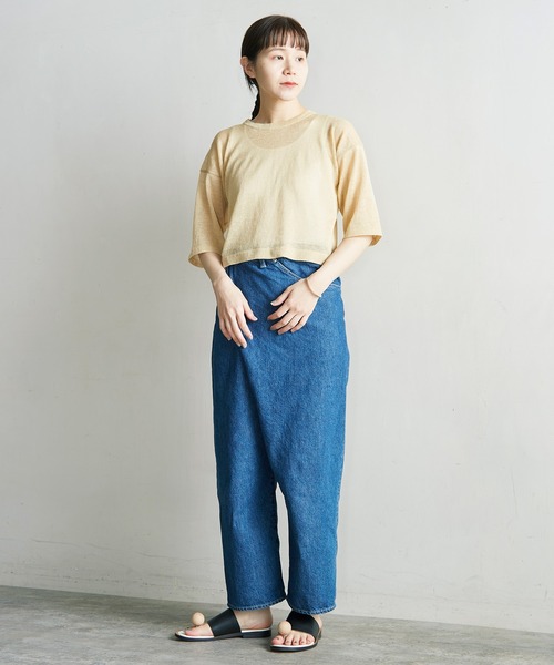 nitca（ニトカ）の「シアーリネンＴニット（ニット/セーター・レディース・ベージュ/ブラック/グリーン・FREE）」の8枚目の写真