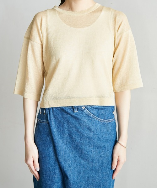 nitca（ニトカ）の「シアーリネンＴニット（ニット/セーター・レディース・ベージュ/ブラック/グリーン・FREE）」の13枚目の写真