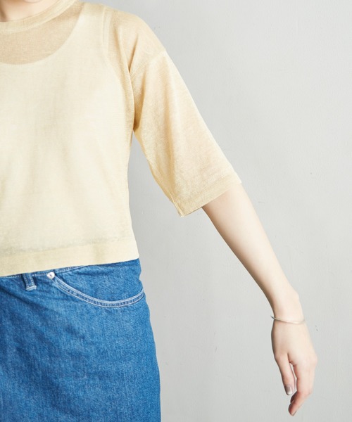 nitca（ニトカ）の「シアーリネンＴニット（ニット/セーター・レディース・ベージュ/ブラック/グリーン・FREE）」の14枚目の写真