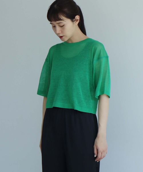 nitca（ニトカ）の「シアーリネンＴニット（ニット/セーター・レディース・ベージュ/ブラック/グリーン・FREE）」の16枚目の写真