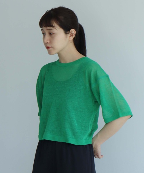 nitca（ニトカ）の「シアーリネンＴニット（ニット/セーター・レディース・ベージュ/ブラック/グリーン・FREE）」の17枚目の写真