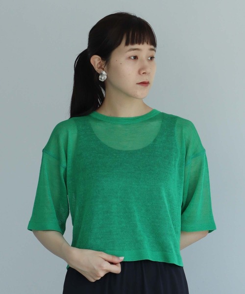 nitca（ニトカ）の「シアーリネンＴニット（ニット/セーター・レディース・ベージュ/ブラック/グリーン・FREE）」の19枚目の写真