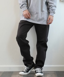 ツイル&デニム ストレッチ素材 テーパード ワイドパンツ