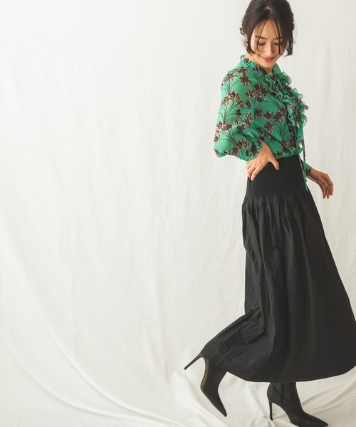 NARACAMICIE（ナラカミーチェ）の「タフタ変形ギャザースカート（スカート・レディース・ブラック・MEDIUM）」の2枚目の写真