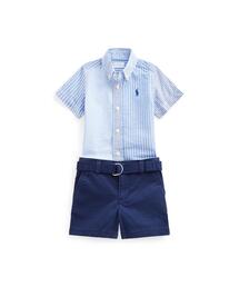 POLO RALPH LAUREN CHILDRENSWEAR（ポロ ラルフ ローレン チルドレンズウェア）の「シアサッカー ファン シャツ、ベルト & ショートパンツ セット（ベビーギフト・キッズ）」