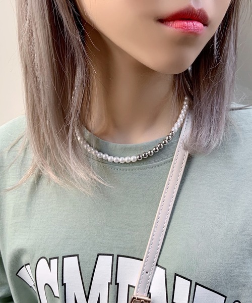 Figments（フィグメンツ）の「ボールチェーン&パールネックレス（ネックレス・レディース・シルバー・FREE）」の8枚目の写真