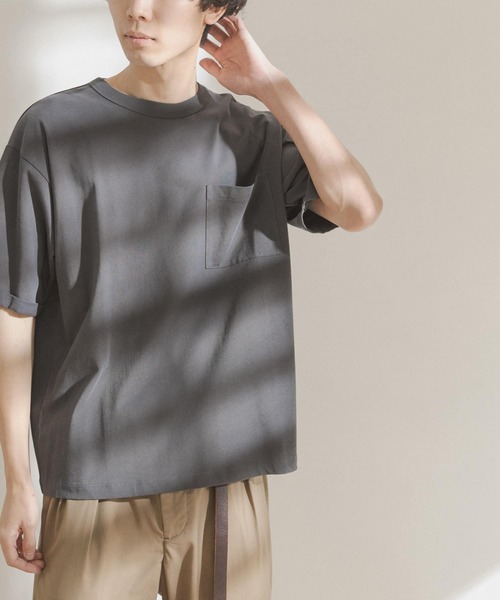 FORK&SPOON（フォークアンドスプーン）の「FORK&SPOON　強撚天竺ポケットTシャツ（Tシャツ/カットソー・メンズ・アイボリー/ブルー系その他/チャコールグレー・5/4）」の2枚目の写真