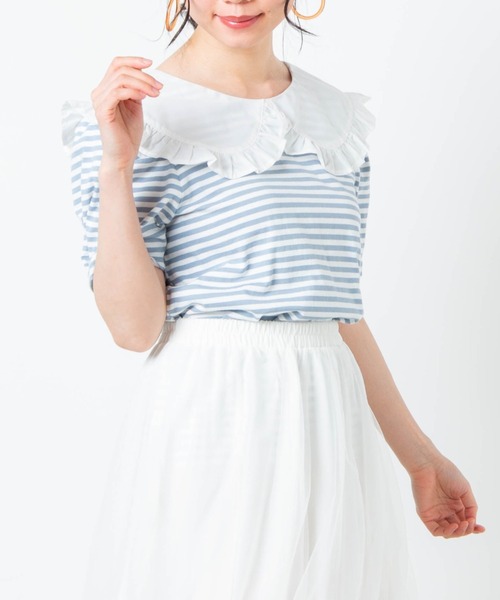 WEGO（ウィゴー）の「WEGO/ビッグカラーパフTシャツ（Tシャツ/カットソー・レディース・ブラック/ブルー系その他・FREE）」の2枚目の写真