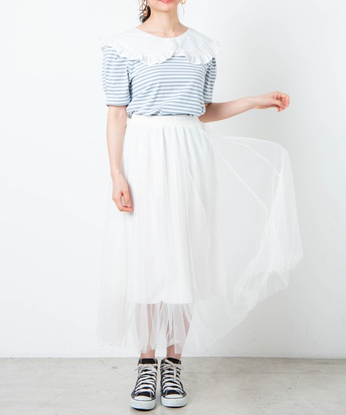 WEGO（ウィゴー）の「WEGO/ビッグカラーパフTシャツ（Tシャツ/カットソー・レディース・ブラック/ブルー系その他・FREE）」の4枚目の写真