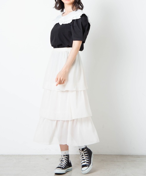 WEGO（ウィゴー）の「WEGO/ビッグカラーパフTシャツ（Tシャツ/カットソー・レディース・ブラック/ブルー系その他・FREE）」の9枚目の写真