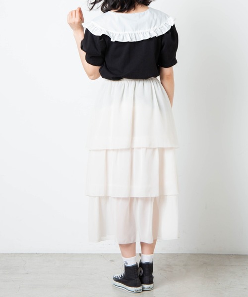 WEGO（ウィゴー）の「WEGO/ビッグカラーパフTシャツ（Tシャツ/カットソー・レディース・ブラック/ブルー系その他・FREE）」の6枚目の写真