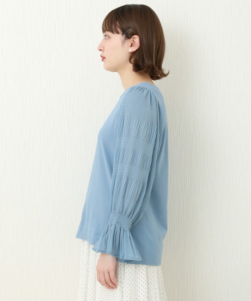 n'ee-ne（ネーネ）の「ポンチマジョリカプリーツ切り替え　ブラウス（シャツ/ブラウス・レディース・ピンク/ブルー/オフホワイト/ブラック・M/L）」の6枚目の写真