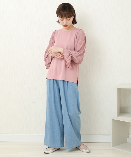 n'ee-ne（ネーネ）の「ポンチマジョリカプリーツ切り替え　ブラウス（シャツ/ブラウス・レディース・ピンク/ブルー/オフホワイト/ブラック・M/L）」の11枚目の写真