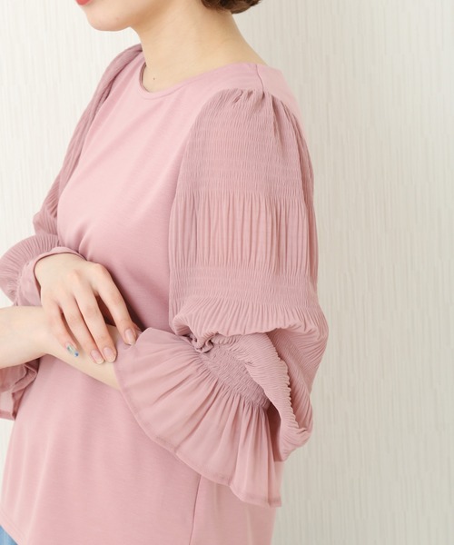n'ee-ne（ネーネ）の「ポンチマジョリカプリーツ切り替え　ブラウス（シャツ/ブラウス・レディース・ピンク/ブルー/オフホワイト/ブラック・M/L）」の8枚目の写真