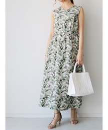 ボタニカルプリントロングワンピース