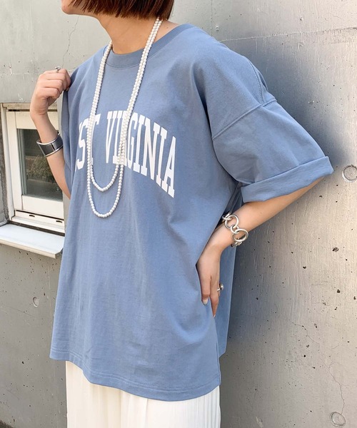 CIAOPANIC TYPY（チャオパニックティピー）の「【ZOZOTOWN限定】WESTVIRGINIAカレッジロゴユニセックスTee（Tシャツ/カットソー・メンズ・チャコールグレー/ホワイト系その他/ネイビー/グレー/サックスブルー・MEDIUM/SMALL/LARGE）」の5枚目の写真