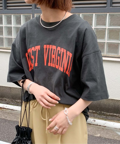 CIAOPANIC TYPY（チャオパニックティピー）の「【ZOZOTOWN限定】WESTVIRGINIAカレッジロゴユニセックスTee（Tシャツ/カットソー・メンズ・チャコールグレー/ホワイト系その他/ネイビー/グレー/サックスブルー・MEDIUM/SMALL/LARGE）」の9枚目の写真