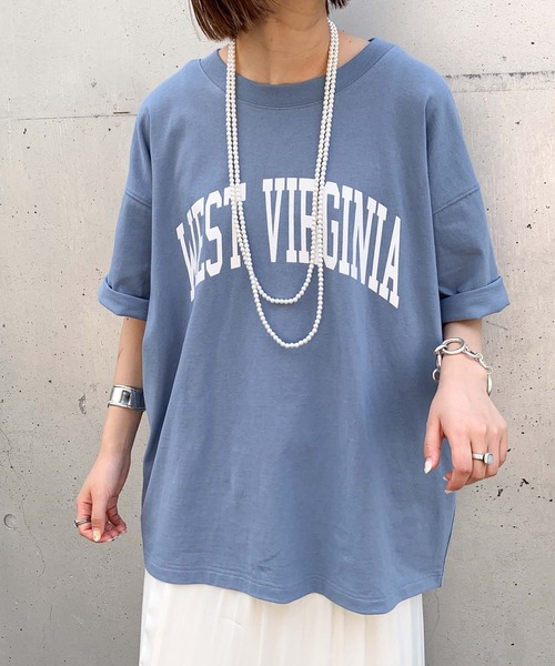 CIAOPANIC TYPY（チャオパニックティピー）の「【ZOZOTOWN限定】WESTVIRGINIAカレッジロゴユニセックスTee（Tシャツ/カットソー・メンズ・チャコールグレー/ホワイト系その他/ネイビー/グレー/サックスブルー・MEDIUM/SMALL/LARGE）」の22枚目の写真