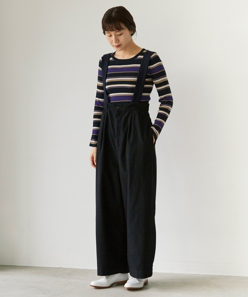 note et silence (ノートエシロンス)の「サーバス起毛製品染 ショルダーパンツ(その他パンツ・レディース・ブラック/ブルーグレー/オフホワイト・FREE)」の3枚目の写真