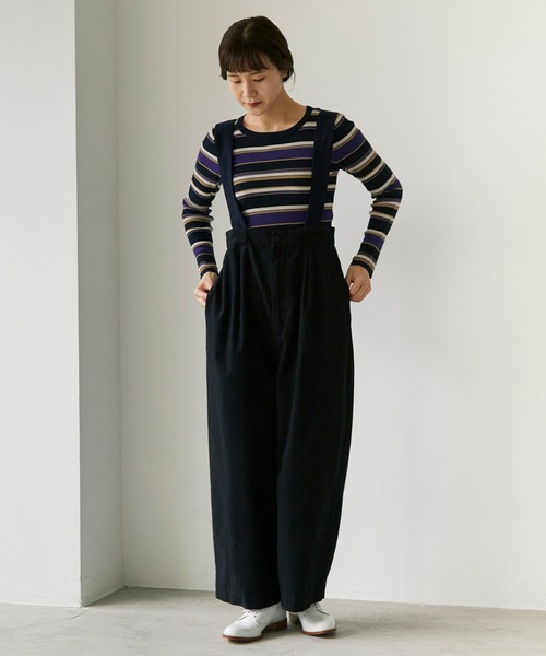 note et silence (ノートエシロンス)の「サーバス起毛製品染 ショルダーパンツ(その他パンツ・レディース・ブラック/ブルーグレー/オフホワイト・FREE)」の4枚目の写真