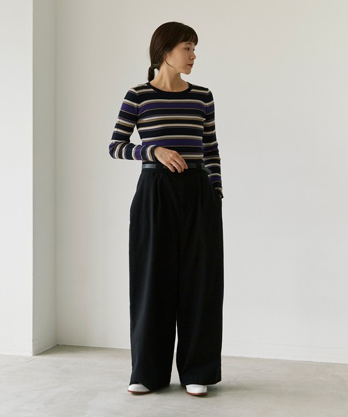 note et silence (ノートエシロンス)の「サーバス起毛製品染 ショルダーパンツ(その他パンツ・レディース・ブラック/ブルーグレー/オフホワイト・FREE)」の17枚目の写真