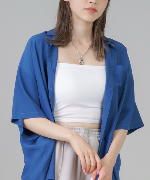 SPINNS（スピンズ）の「無地ベアトップ（タンクトップ・レディース・ホワイト/ブラック・S/M）」の2枚目の写真