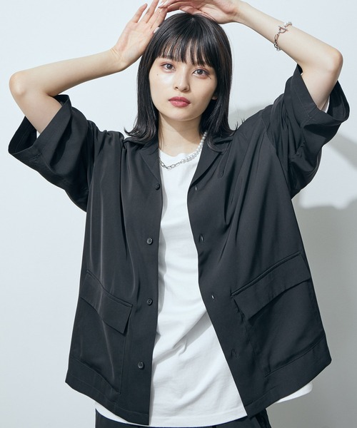 JUNRED（ジュンレッド）の「ライトスムースタッチルーズオープンカラーS/Sシャツ（シャツ/ブラウス・メンズ・ブラック/カーキ/ブルー・S/M/L）」の22枚目の写真