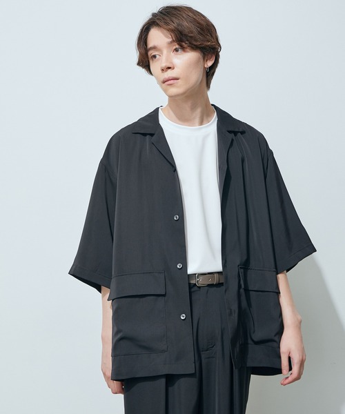 JUNRED（ジュンレッド）の「ライトスムースタッチルーズオープンカラーS/Sシャツ（シャツ/ブラウス・メンズ・ブラック/カーキ/ブルー・S/M/L）」の17枚目の写真