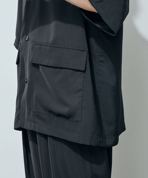 JUNRED（ジュンレッド）の「ライトスムースタッチルーズオープンカラーS/Sシャツ（シャツ/ブラウス・メンズ・ブラック/カーキ/ブルー・S/M/L）」の16枚目の写真